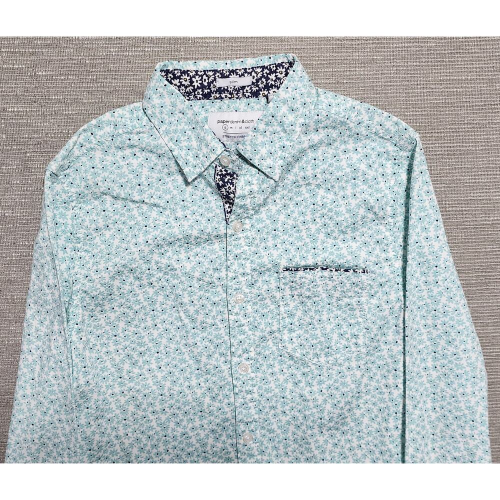 Paper Denim‎ & Cloth Men’s Slim Fit Floral Button Down Shirt Long Sleeve Small